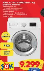 ALTUS AL 7103 D 1000 DEVİR 7 KG ÇAMAŞIR MAKİNESİ ALTUS AL 7103 D 1000 DEVİR 7 KG ÇAMAŞIR MAKİNESİ